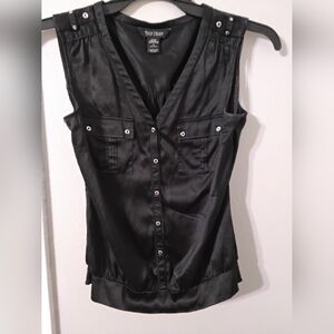 WHBM Black Sleeveless Silk Stretch Blouse Women's Size 4